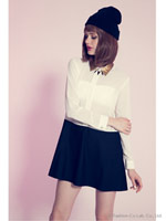 nj[~[nj[ Vcs[X fB[X Metallic collar shirt one-piece