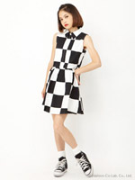 WCb` Vcs[X fB[X Checkered Sleeveless Shirt Dress