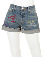 GbNXK[ Jt JWA V[gpc fB[X LETTERED DENIM SHORT PANTS