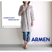 ARMEN O Lk xXg fB[X A[ ASYMMETRIC FRONT HOODED LONG VEST