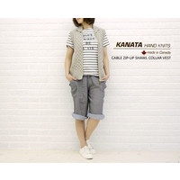 KANATA xXg fB[X Ji^ CABLE ZIP-UP SHAWL COLLAR VEST gbvX